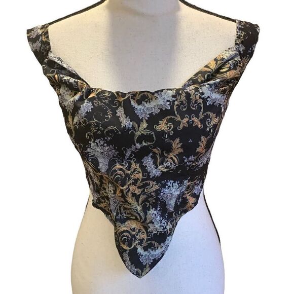 Pretty Little Thing Corset Top/ False Front Multicolored Cropped Zip Back Sz XXS - Picture 1 of 8